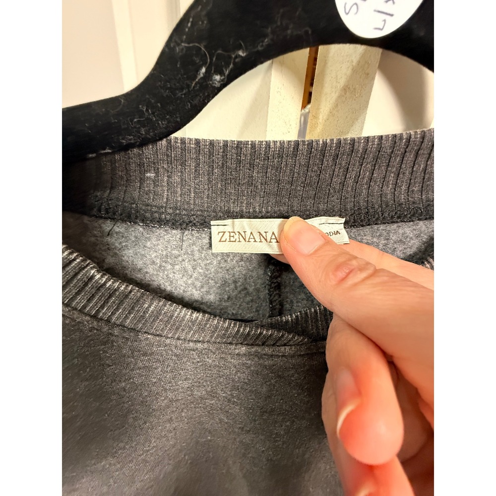 Zenana Mineral Wash Sweatshirt Charcoal Grey Pullover Fleece S/M - Picture 3 of 4